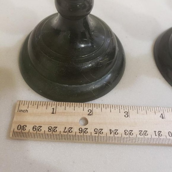 SET OF 2 DARK GREEN 9" METAL CANDLE STICK HOLDERS / MADE IN JAPAN - Picture 7 of 8